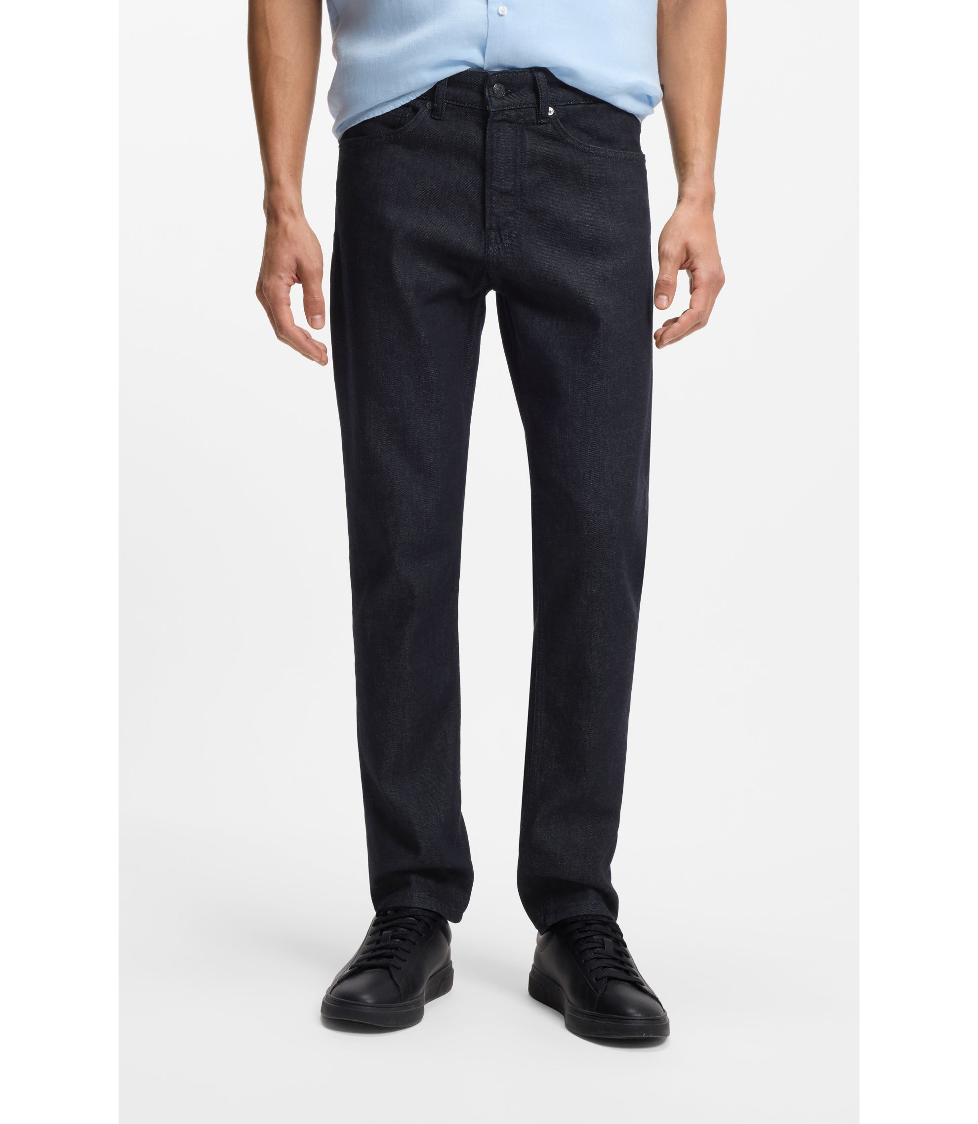 Tapered-Fit Jeans aus komfortablem Stretch-Denim in reinem Blau