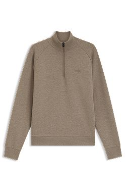 Zip-neck sweatshirt in stretch cotton
