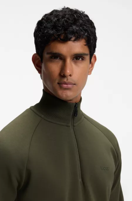 Sweat en coton stretch à encolure zippée