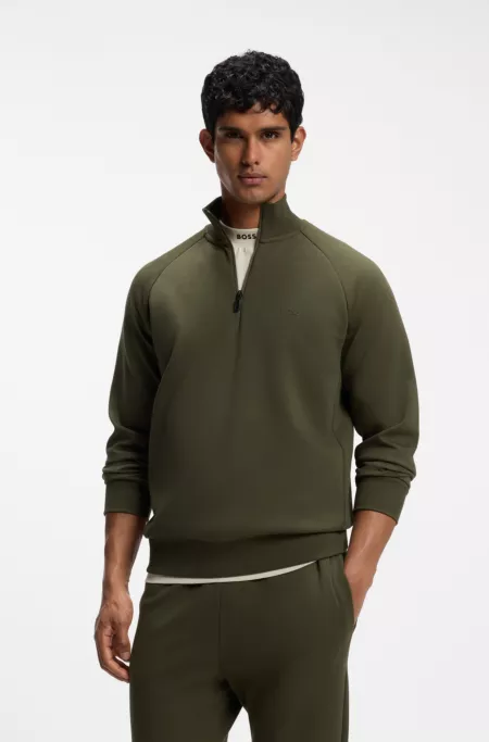 Sweat en coton stretch à encolure zippée
