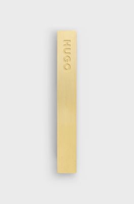 Rectangular tie bar in brushed stainless steel, Gold tone