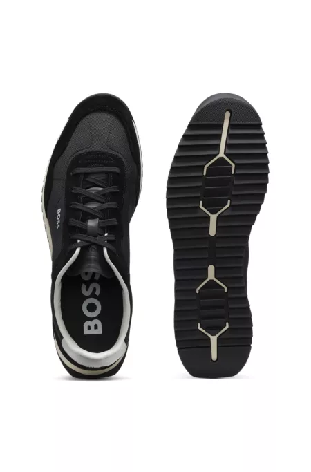 Baskets en mélange de matières avec tissu texturé