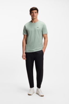 Mixed-material trainers with textured fabric, White