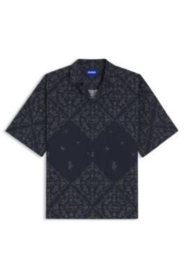 Hugo Relaxed-fit shirt in printed cotton poplin mönstrade skjortor herr – bild 4