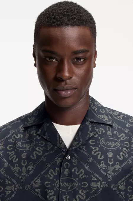 Chemise Relaxed en popeline de coton imprimée