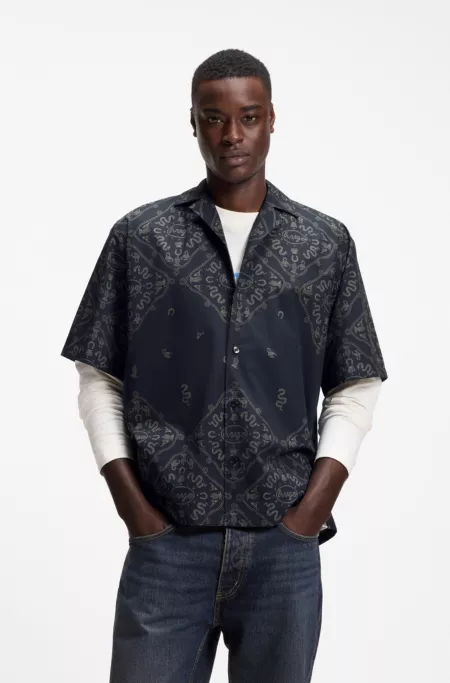 Chemise Relaxed en popeline de coton imprimée