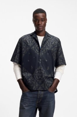 Relaxed-fit shirt in printed cotton poplin
