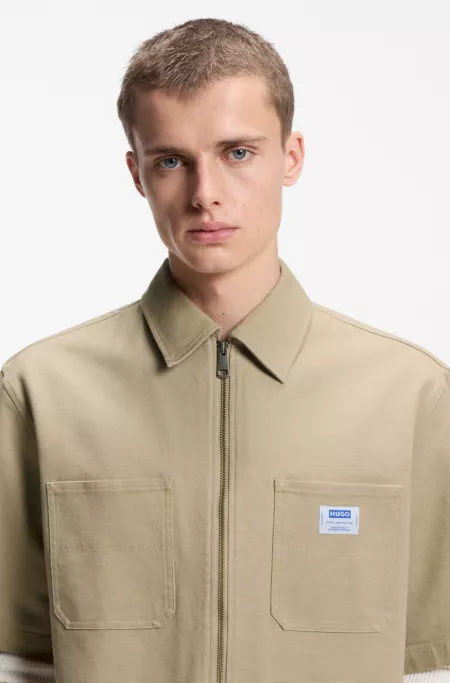Oversized-fit shirt in stretch cotton