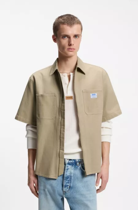 Oversized-fit shirt in stretch cotton