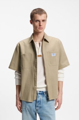 Oversized-fit shirt in stretch cotton