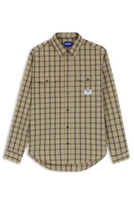Hugo Oversized-fit shirt in checked cotton poplin mönstrade skjortor herr – bild 4