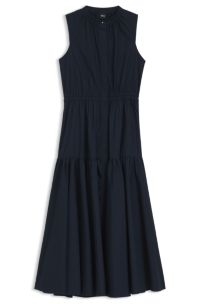 Sleeveless dress in cotton poplin, Dark Blue