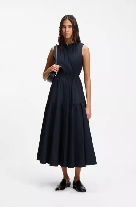 Sleeveless dress in cotton poplin