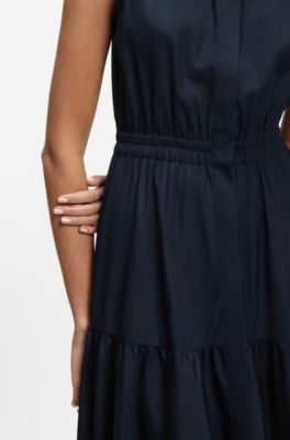 Sleeveless dress in cotton poplin, Dark Blue
