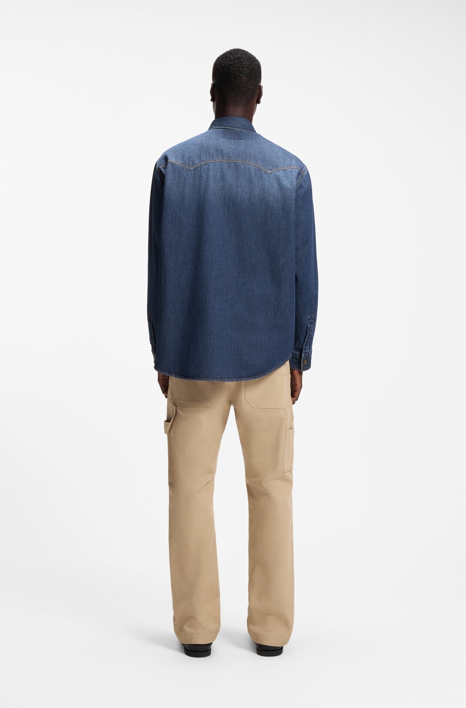 Hugo Oversized-fit shirt in cotton denim skjortor & blusar herr – bild 3