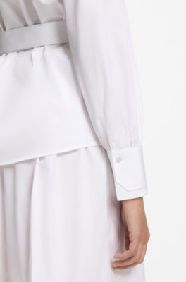 Regular-fit blouse with wrap front, White