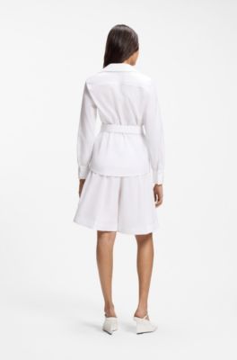 Regular-fit blouse with wrap front, White