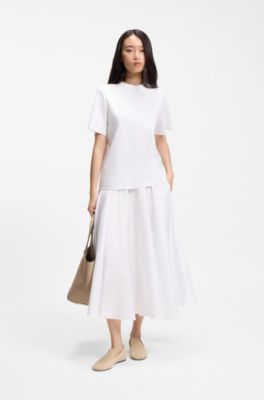 A-line skirt in cotton poplin, White