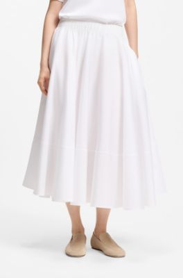 A-line skirt in cotton poplin, White