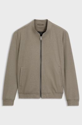 Slim-fit jacket in micro-printed stretch fabric, Beige
