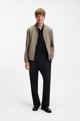 Slim-fit jacket in micro-printed stretch fabric, Beige