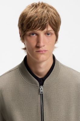 Slim-fit jacket in micro-printed stretch fabric, Beige