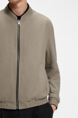 Slim-fit jacket in micro-printed stretch fabric, Beige