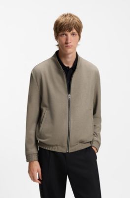 Slim-fit jacket in micro-printed stretch fabric, Beige