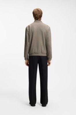 Slim-fit jacket in micro-printed stretch fabric, Beige