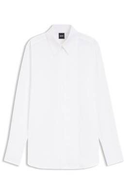 Long-sleeved shirt in cotton with pleating detail