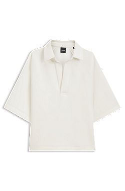 Loose-fit polo sweatshirt in scuba jersey