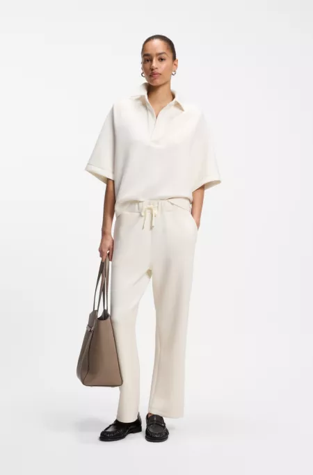 Loose-fit polo sweatshirt in scuba jersey