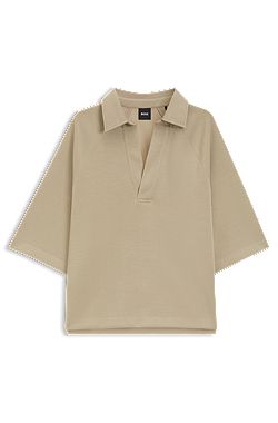 Loose-fit polo sweatshirt in scuba jersey