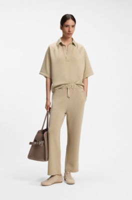 Loose-Fit Polo-Sweatshirt aus Scuba-Jersey, Beige