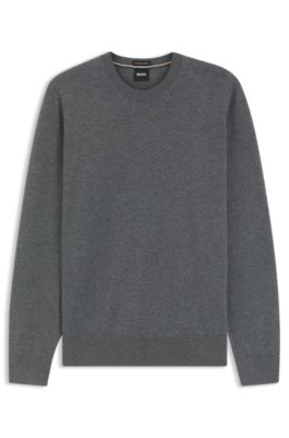 Boss Uomo Grigio Maglione In Lana Merino