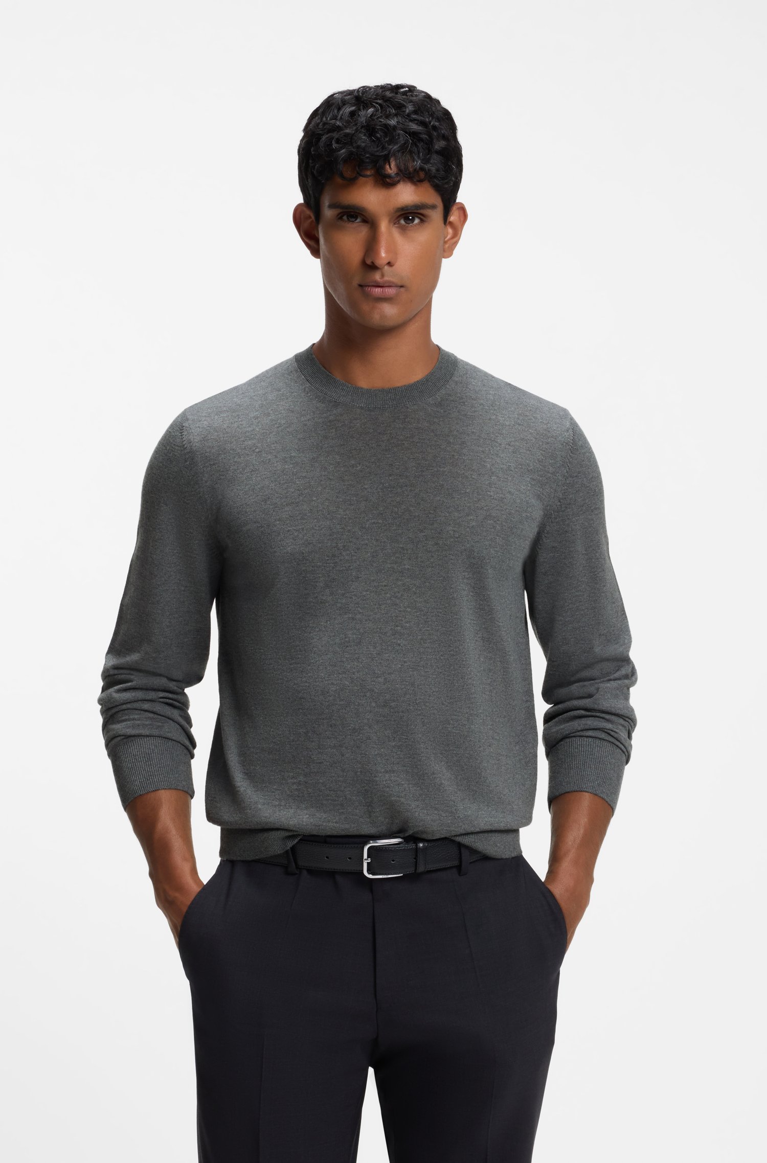 Boss Merino-wool sweater stickade tröjor herr