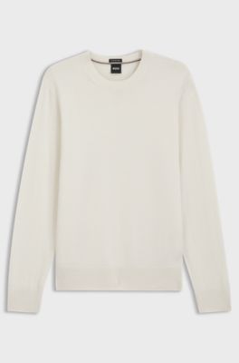 Maglione regular fit in lana merino, Colore neutro