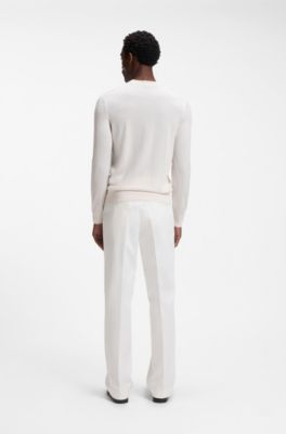Maglione regular fit in lana merino, Colore neutro