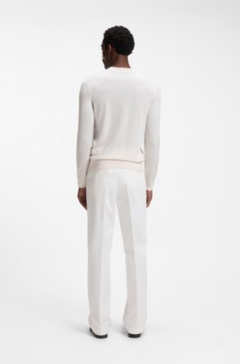 Boss Crew-neck sweater crafted from virgin wool stickade tröjor herr – bild 3