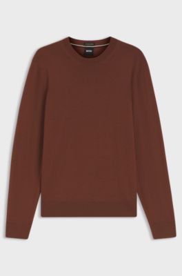 Crew-neck sweater crafted from virgin wool, Brown