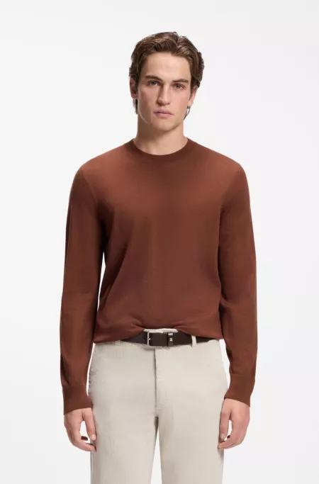 Crew-neck sweater crafted from virgin wool