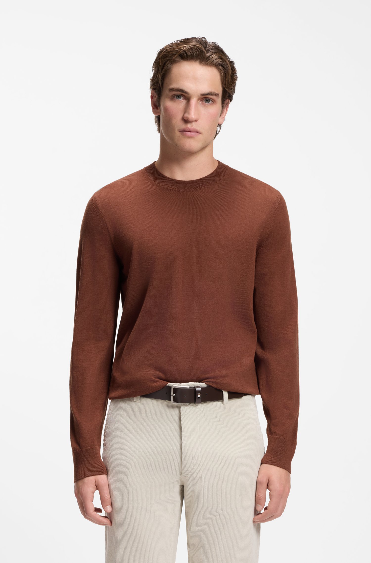 Boss Merino-wool sweater stickade tröjor herr