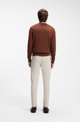 Crew-neck sweater crafted from virgin wool, Brown
