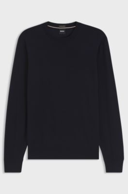 Merino-wool sweater in a regular fit, Dark Blue