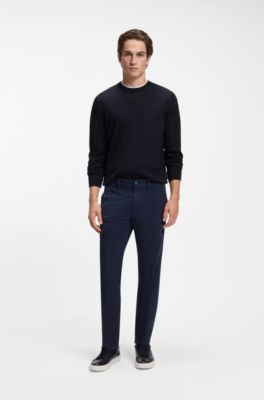 Crew-neck sweater crafted from virgin wool, Dark Blue