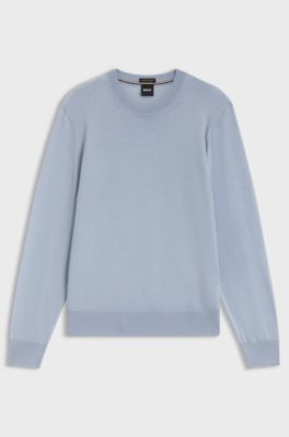 Crew-neck sweater crafted from virgin wool, Light Blue