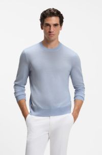 Crew-neck sweater crafted from virgin wool, Light Blue