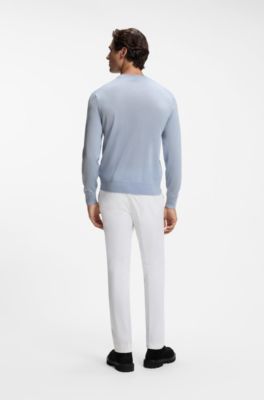 Crew-neck sweater crafted from virgin wool, Light Blue