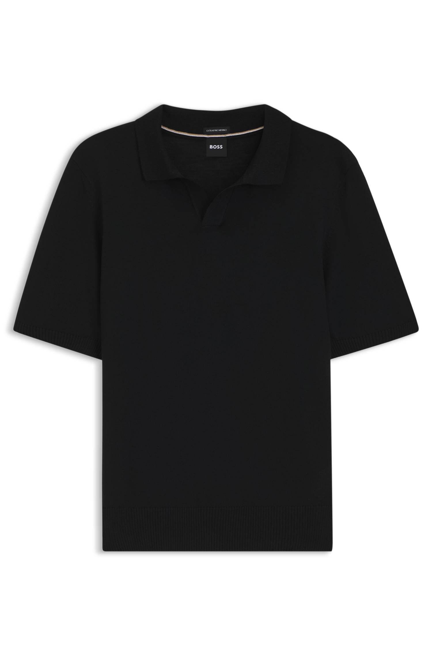 Boss Merino-wool knit polo with Johnny collar pikéer herr – bild 4