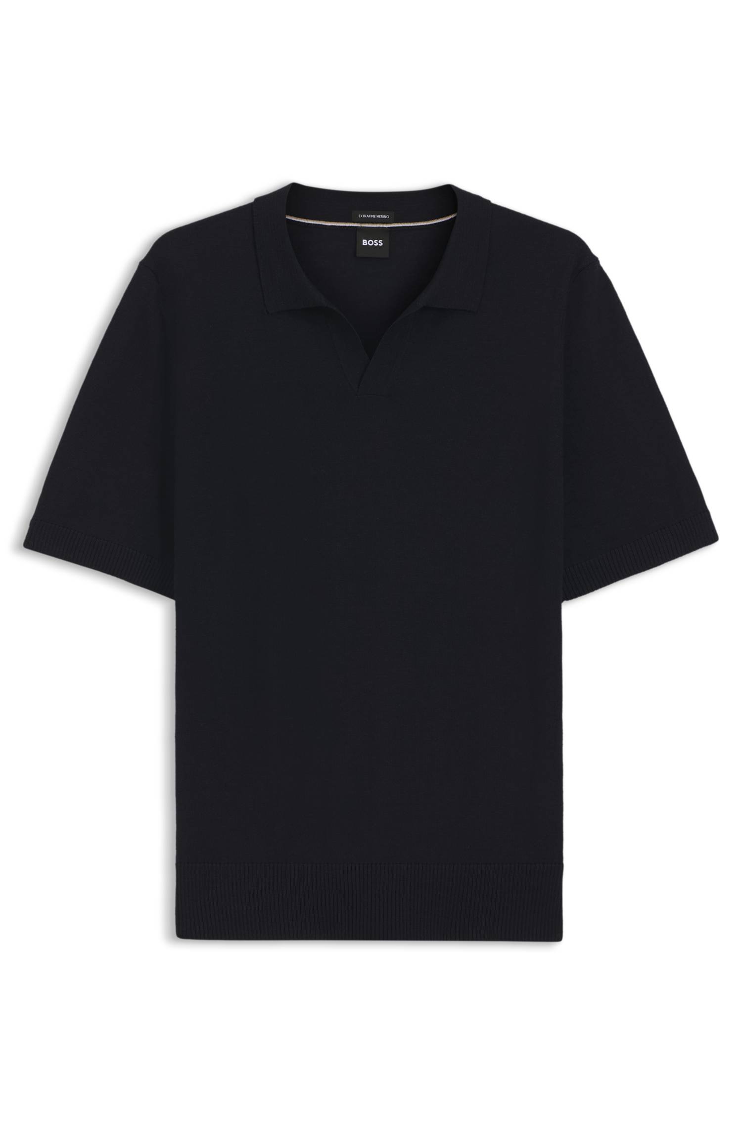Boss Merino-wool knit polo with Johnny collar pikéer herr – bild 4